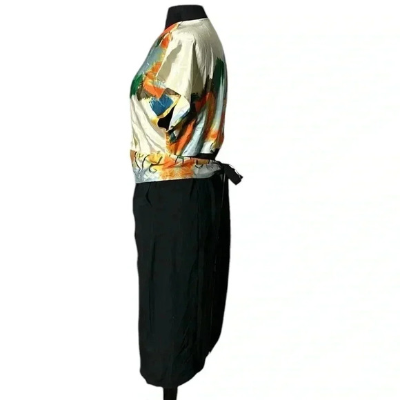 Daienkou Multicolor Short Sleeve Tie Waist Dress Size S - Picture 3 of 10